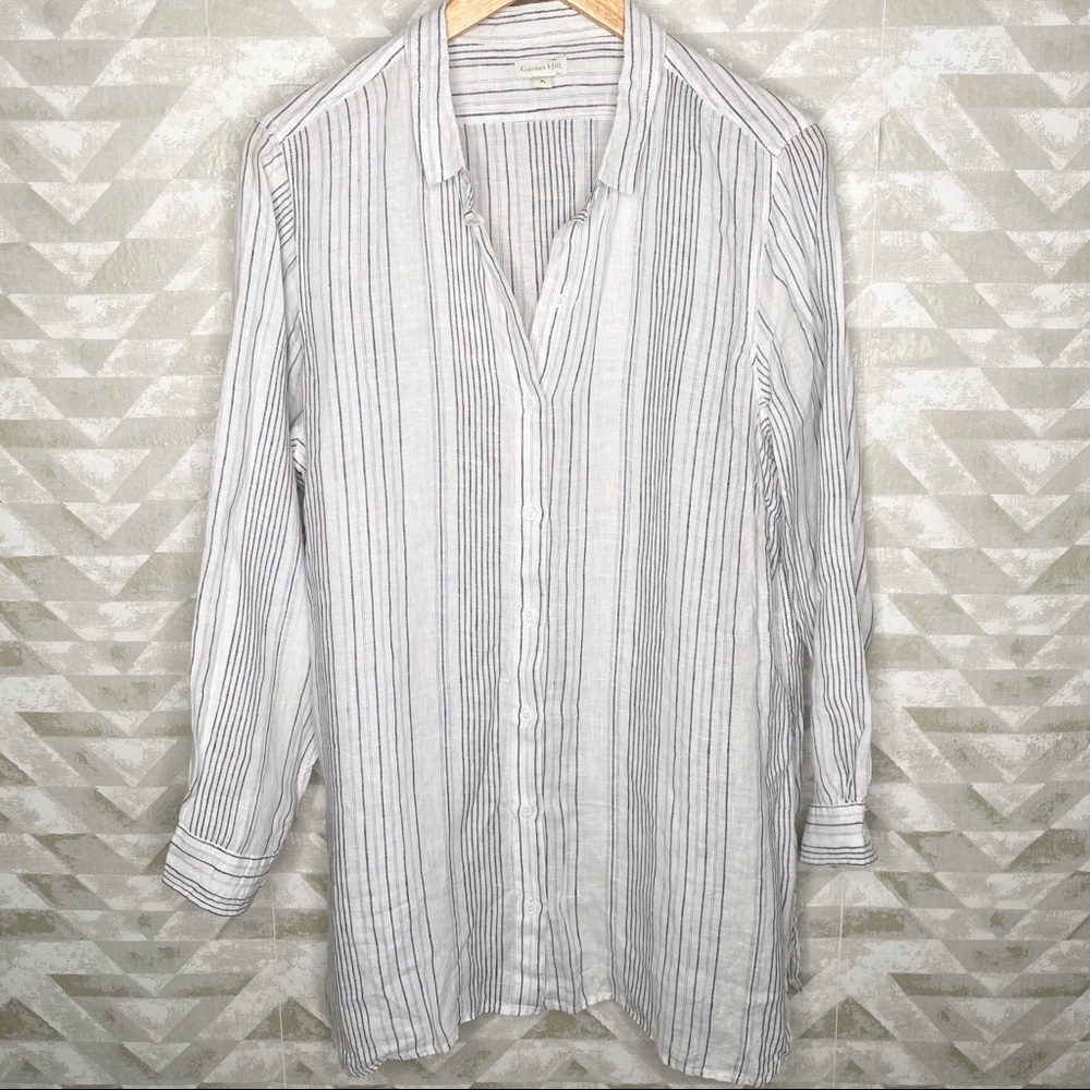 Garnet Hill white linen button down tunic
